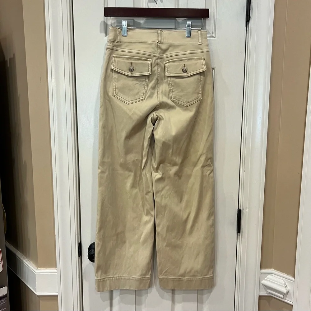 SPANX Stretch Twill Cropped Wide Leg Pants Small Tan Khaki Tan Brown 20312R - Picture 6 of 7